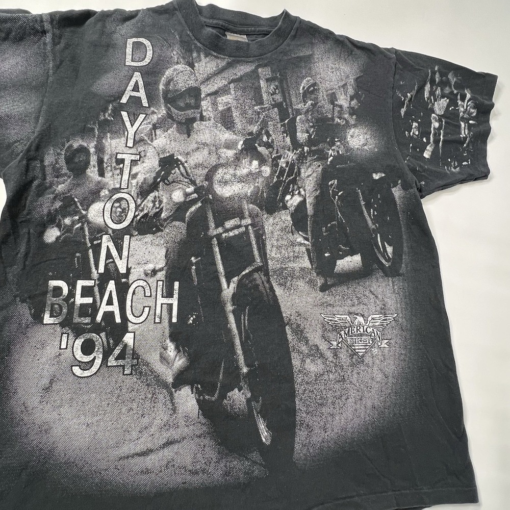 Vintage 3D Emblem 94' Daytona Beach Bike Week All Over Print Double Sided SZ XL - Picture 5 of 14
